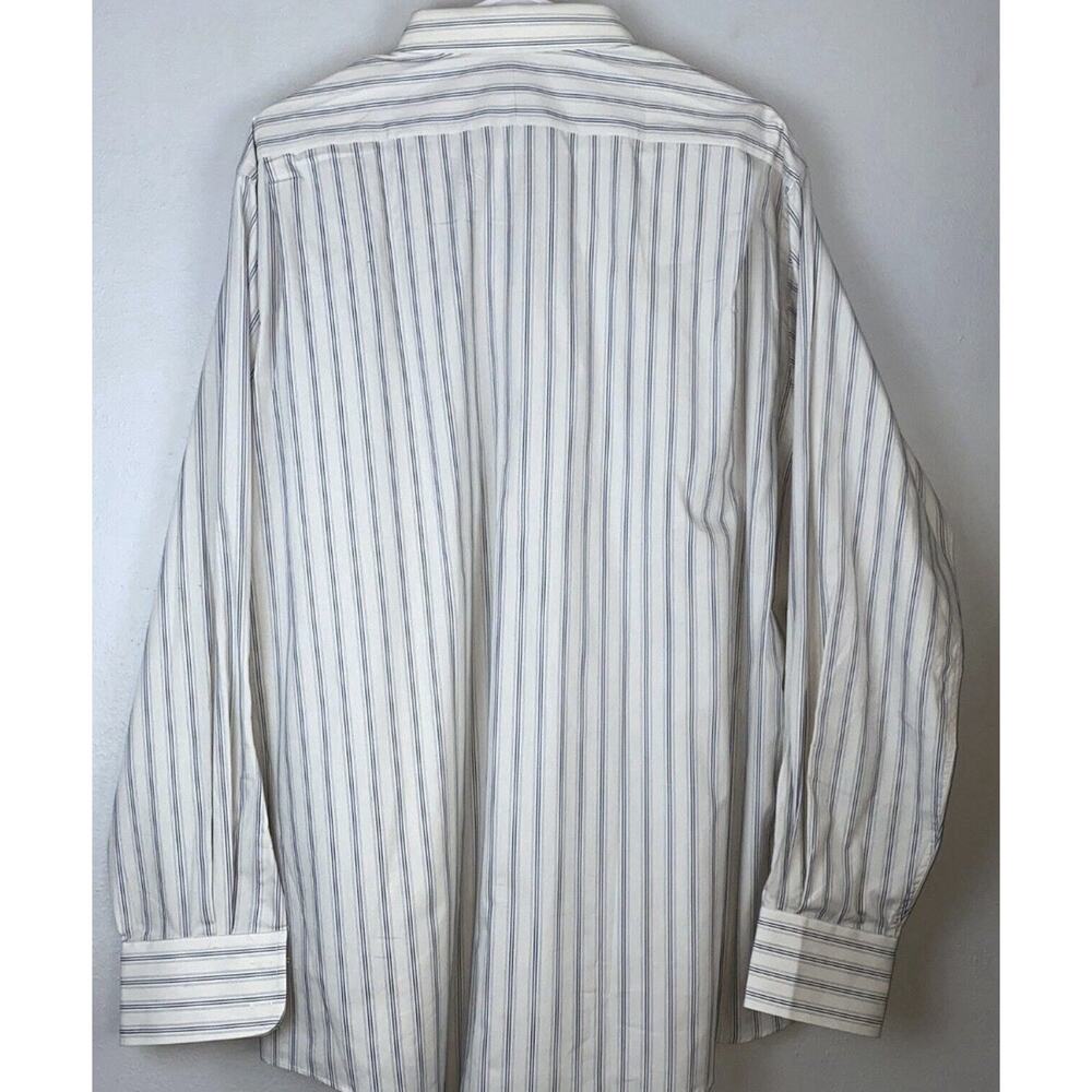 Vintage Burberrys of London Shirt 16.5 35 NWT USA Cotton Ecru Stripe 90s - Picture 7 of 7